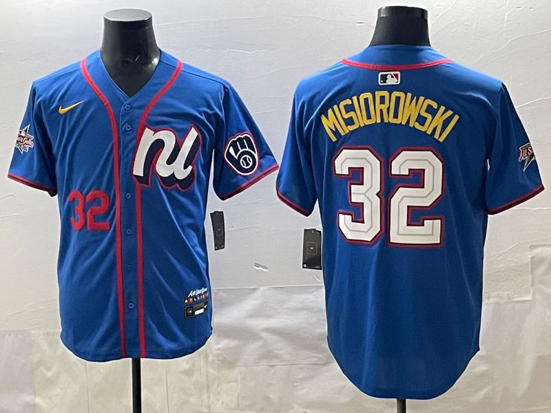 Men 2025 Milwaukee Brewers #32 Misiorowski Blue All star Nike MLB Jersey style 03
